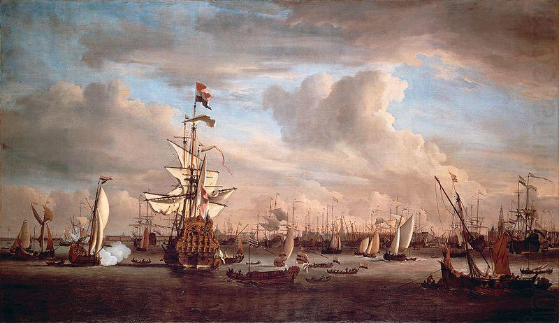 willem van de velde  the younger Cornelis de Tromp's former flagship the 'Gouden Leeuw' on the IJ in front of Amsterdam china oil painting image